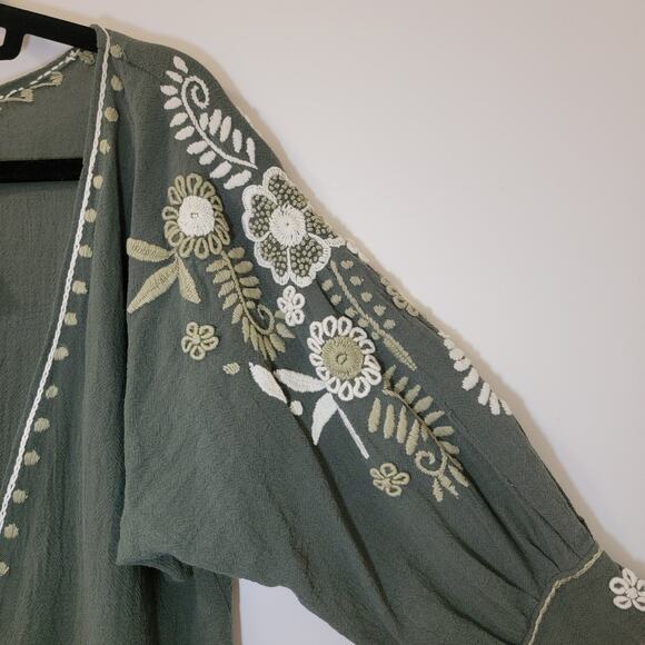 Yibel NWT Artisan‎ Handmade Embroidered 3/4 Sleeve Cardigan - Picture 3 of 7